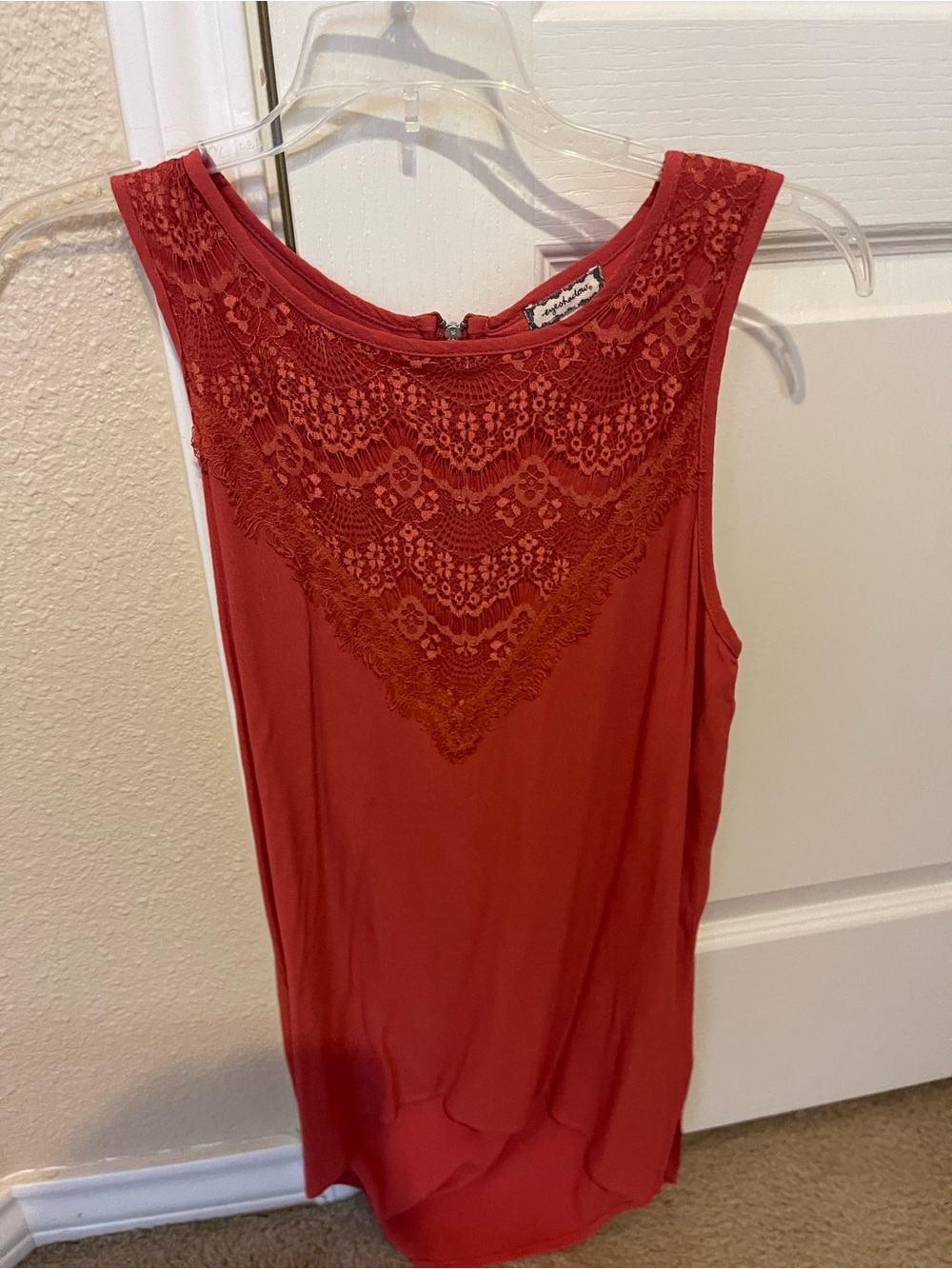 Lace Yoke Sleeveless Camisole - Rust